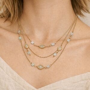 Anthropologie Gold and Blue Layered Necklace